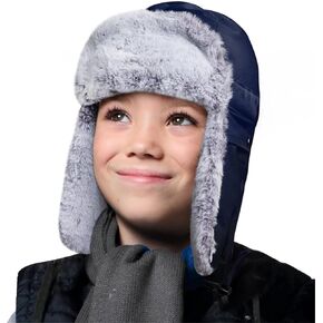 GADIEMKENSD Unisex Kids Winter Trapper Hat with Ear Flap Chin Strap