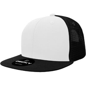 DECKY Youth 6 Panel High Profile Structured Cotton Trucker, White/Black
