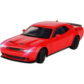 Toy Cars 1/32 Dodge Challenger Die Cast Metal Toy Cars Hellcat Toy Car with Sound and Light Pull Back Hellcat Car for 3+ Year Old Boys and Kids