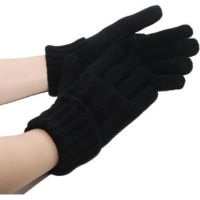 Lilaly 1 Pair Black Women's Gloves & Mittens, Womens Gloves, Thermal Gloves for Women with Thermal Inner Lining
