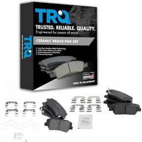 TRQ Front & Rear Brake Pads Ceramic Compatible with 2017-2018 Hyundai Santa Fe Sport 2016-2018 Kia Sorento