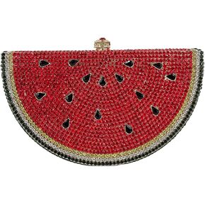 Watermelon Shaped Crystal Clutch Purses Sparkly Fruit Diamond Evening Bag Women Luxury Handbags Party Wedding Prom Rhinestone Purses