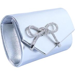 Women Evening Clutch Shiny Crystal Bow Purse Flap Rhinestone Clutch Purse for Women Wedding Party Prom
