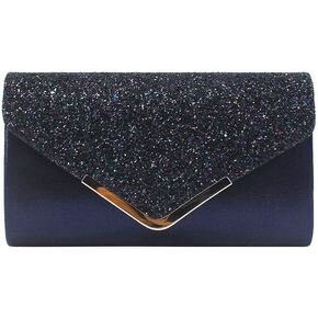 Women Envelope Clutch Bag Bling Evening Purse for Wedding Party with Detachable Chain