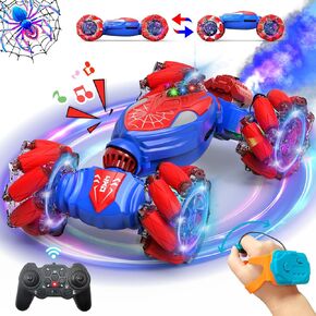Remote Control Stunt Car Toys: Spider RC 4WD Car Transform Off Road - 2.4Ghz Gesture Sensing Remote Control Cars with Light Music - Remote Control Twist Cars for 6-12 Kids Boys Birthday Present
