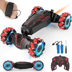 Gesture Sensing RC Stunt Car Hand Controlled, LED Lights, Music, 4WD, Double-Sided 360° Flips, Off-Road Twist Vehicle. Best Birthday Gift for Kids Ages 6-13, Boys' Toys.