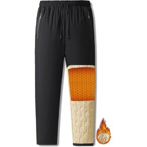 Mens Winter Pants Sherpa Lined Sweatpants Fleece Warm Jogger for Snowsport, Outdoor, Snow Cleaning
