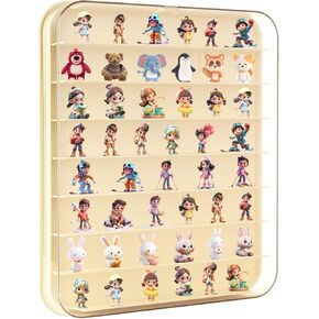 1 Pcs Clear Display Case for Figures, 8 Tiers Mini Figure Display Box Wall Mounted, Dust Proof Display Cabinet for Mini Action Figures (Cream)