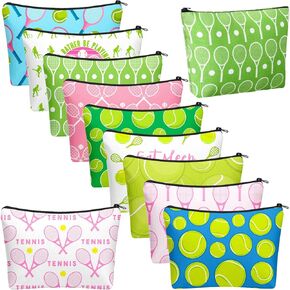 10 Pieces Tennis Gifts for Women Tennis Makeup Bag Funny Tennis Pouch Bag Accessories Inspirational Tennis Cosmetic Bag for Tennis Lovers Players Coach Friend Team Christmas Birthday Gifts