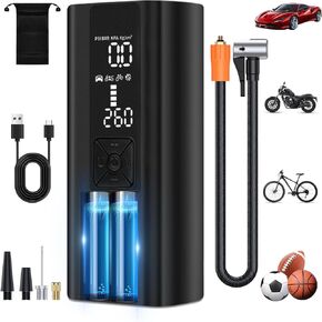 Tire Inflator Portable Air Compressor,150PSI & 4X Faster Portable Air Pump,Inflation Air Compressor with Tire Gauge Pressure & LED Light for Motorcycle, Bike, Ball,Car