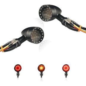 Motorcycle Universal Bullet Front Rear LED Turn Signals,Amber Blinker Indicator Red Brake Taillights Motorbike Running Light Compatible with Harley Kawasaki Honda Suzuki Yamaha Triumph Scooter