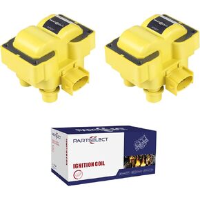 2Pcs Ignition Coil Pack FD487 Replacement for Ford F150 E-150 Explorer Ranger Lincoln Town Car Mark VIII Mazda B2500 Mercury Cougar Mountaineer Yellow