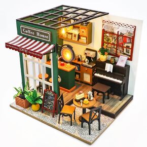 Book Nook Kit, DIY Miniature Bookshelf House Dollhouse Kit for Adults and Teens, Mini House Building kit, Little Library Kit, Decor Alley Model Build with LED Light, Gifts for Family and Friends