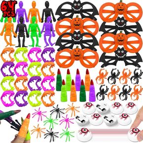64 Pack Halloween Party Favors for Kids, Halloween Toys Gifts Bulk Classroom Rewards, Halloween Party Supplies Trick or Treat