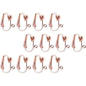 Baosity 6 Pairs Brass Earrings Converters with Loop DIY Jewelry Findings Accessories 16mmx14mm Rose Gold