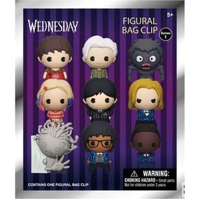 Monogram Wednesday Adams Figural Bag Clip Series 1-3D Foam Figural Bag Clip in Blind Bag - Keychain ONE RANDOM BAG PER ORDER