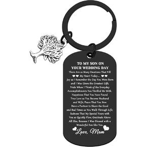 Wedding Gifts for Son from Mom Engraved Keychain Gifts for Son on His Wedding Day to My Son Gifts Mother to Son Gifts Son Wedding Day Gifts from Mom