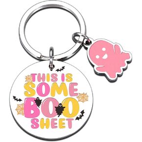 GGOJAGST Funny Gag Gifts Stocking Stuffers for Women Teen Girls This Is Some Boo Sheet Things Spooky Basket Stuffers Boo Keychain Halloween Basket Pink Teen Girl Cool Stuff Christmas Gifts for Kids