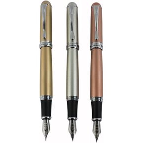 3 PCS Jinhao X750 Fountain Pen Medium 18KGP Nib in 3 Colors(Black, Purple, Pink) with Transparent Pen Pouch