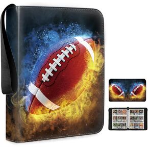 9 Pokect Trading Card Binder, 2024 Football Card Binder Album with 50 Binder Sleeves fit 900 Sport Cards, Card Storage Book Compatible with TCG/MTG and Sports Card