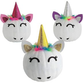 Fun Express Unicorn Pumpkin Decorating Kits - Makes 6 - Halloween Crafts for Kids