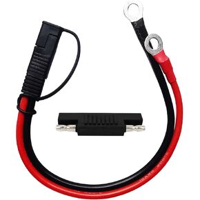 Faoyliye10AWG SAE to O Ring Terminal Connectors Harness Wire,2-Pin Quick Disconnect SAE Automotive Power Connector Cord for Motorcycles, Cars, Etc, with 1 SAE Polarity Reverse Connector -0.98ft