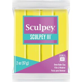 Sculpey III® Polymer Oven-Bake Clay, Lemonade Yellow, Non Toxic, 2 oz. bar, Great for modeling, sculpting, holiday, DIY, mixed media and school projects.Perfect for kids & beginners!