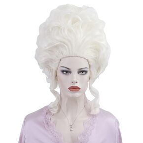 Women Short Vintage Queen Wig Curly Wig Halloween Party Costume Wig (Blonde)