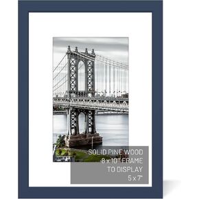 إطارات صور UHFWIFR مقاس 11 × 14 من الخشب الصلب تعرض صورًا مقاس 9 × 12 أو 8 × 10 مع حصيرة أو إطار 11 × 14 بدون حصيرة إطار صورة فني مع سجادتين للتركيب على الحائط أو سطح الطاولة (أبيض)