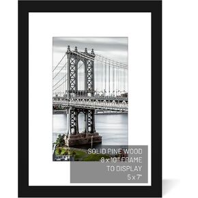 9x12 Picture Frames Solid Wood Display Pictures 6x8 or 5x7 with Mat or 9x12 Frame without Mat Poster Photo Frame Art with 2 Mats for Wall Mounting or Table Top(Black)