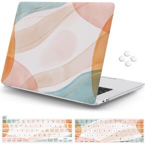 iCasso for MacBook Pro 13 Inch Case 2023,2022, 2021-2016,M2/A2338/M1/A2251/A2289/A2159/A1989/A1708/A1706, Matte Hard Shell Case & Keyboard Cover & Screen Protector for Mac Pro 13, Art Modern Brown