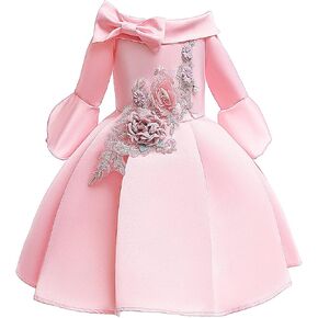 Flower Girls 3/4 Sleeve Pageant Party Formal Dresses Kids Wedding Ball Gown