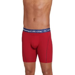 Jockey Men's Underwear Sport Silver Microfiber 9" Long Leg Boxer Brief, Best Red, m