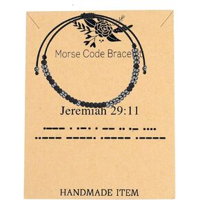FEELMEM Christian Baptism Gift Jeremiah 29:11 Morse Code Bracelet Scripture Strength Gift Bible Verse Quote Jewelry