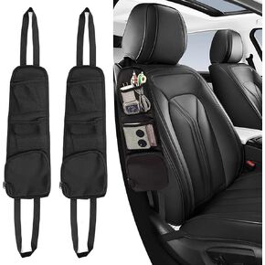 NTNEV 2 PCS Car Seat Side Organizer, Automobile Seat Storage Hanging Bag, Car Multifunctional Storage Mesh Net Pocket, Can Hold Wallet, Glasses, Drink, Suitable for Most Front Passenger Car Seats