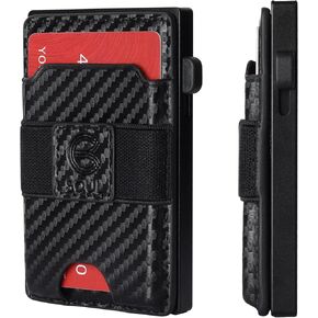 SOUL Slim Card Holder, Minimalist Pop Up Wallet for Men | RFID Blocking, Cash Band, 12+ Cards Storage (Black)