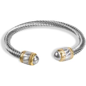 Designer Twisted Cable Wire Cuff Bracelets for Women Trendy Inspired Jewelry Valentine Birthday Gift