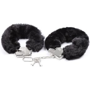 Stainless Steel Double Lock Hand-Cuffs Wrist Ankle O Ring Handcuffs Fuzzy Handcuffs Heavy Duty Tactical Steel Metal Hand Cuffs for Women/Men (Hand width≤2.45inch)