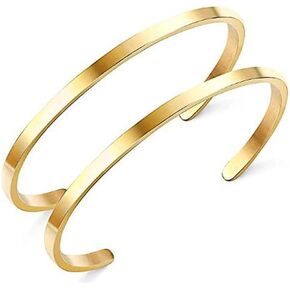 Aonklot Gold Thin Cuff Bracelets for Him and Her Couple Bracelets Adjustable Cuff Bangle Bracelets Matching Relationship Bracelets Twist Cuff Bracelets Bangle Bracelet for Women Men Valentine's Day