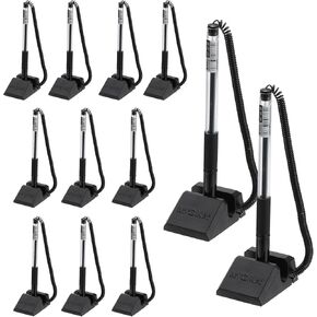 M&G Secure Counter Pens with Chain 0.5mm, 12pcs Adhesive Pen Holder Reception Desk Stand Type Spring Joint Pen for Bank Office Workplace, Black 15.5cm