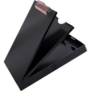 Saunders Metal Clipboard with Storage, Dual Storage Nursing Clipboard, Letter Size Heavy Duty Contractor Clipboard with High Capacity Clip and Self Locking Latch, Black Clipboard, Proudly Made in USA
