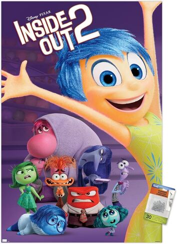 Trends International Disney Inside Out 2 - ملصق حائط جماعي مع دبابيس دفع، 22.37 بوصة × 34.00 بوصة، حزمة ملصق ودبابيس دفع in Saudi Arabia