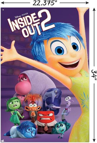 Trends International Disney Inside Out 2 - ملصق حائط جماعي مع دبابيس دفع، 22.37 بوصة × 34.00 بوصة، حزمة ملصق ودبابيس دفع in Saudi Arabia