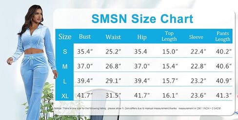 SMSN Womens 2 Piece Velvet Sweatpants Two Piece Outfits for Women Long Sleeve Zip Up Crop Tops Velour Tracksuit Sets in Saudi Arabia