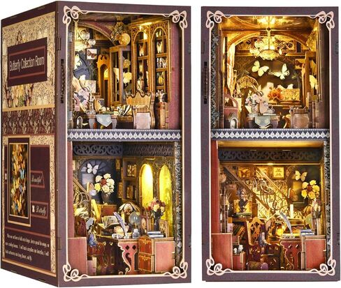 مجموعات زوايا الكتب للبالغين والمراهقين، مجموعة هدايا بناء نموذج زقاق ثلاثي الأبعاد لتركيب الكتب ورف الكتب مع ضوء LED in Kuwait