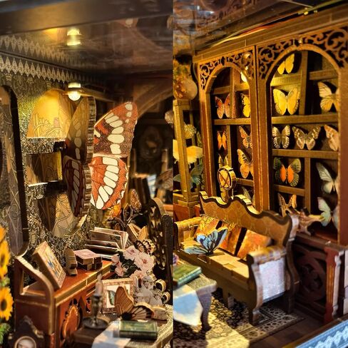 مجموعات زوايا الكتب للبالغين والمراهقين، مجموعة هدايا بناء نموذج زقاق ثلاثي الأبعاد لتركيب الكتب ورف الكتب مع ضوء LED in Kuwait