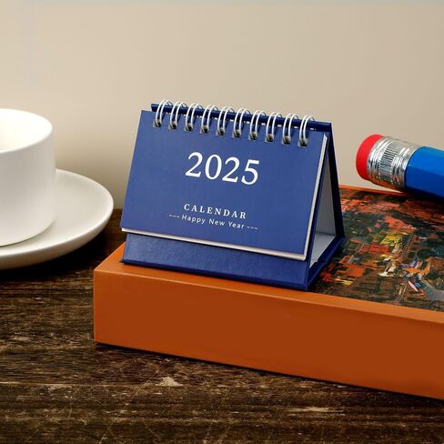 2024-2025 Mini Desk Calendar, 3.74x2.95 Inch Mini Standing Calendar Running From July 2024 to December 2025 Standing Flip Desktop Calendar Tiny Desk Calendar for Home School Office (blue) in Saudi Arabia