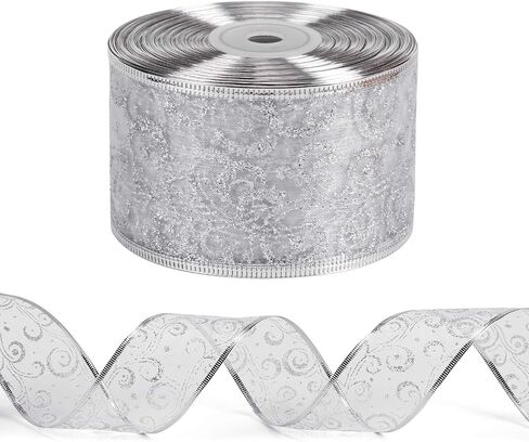 WRAPAHOLIC Christmas Wired Ribbon - 2.5 Inch x 25 Yard Each Roll - Red and White Stripe Ribbon - Red Wired Edge in Saudi Arabia