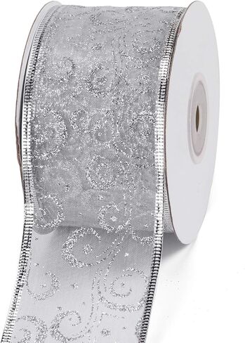 WRAPAHOLIC Christmas Wired Ribbon - 2.5 Inch x 25 Yard Each Roll - Red and White Stripe Ribbon - Red Wired Edge in Saudi Arabia