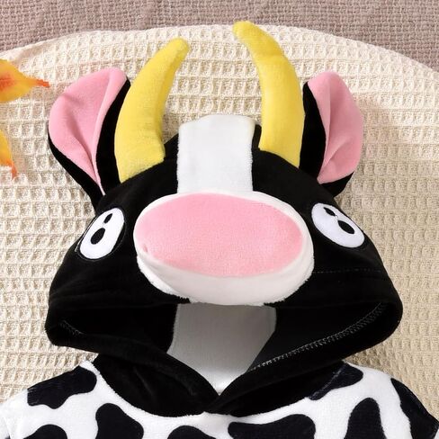 HINTINA Infant Baby Girl Animal Romper Hooded Bodysuit With Socks Halloween Christmas Outfits Fall Winter Clothes Set in Kuwait